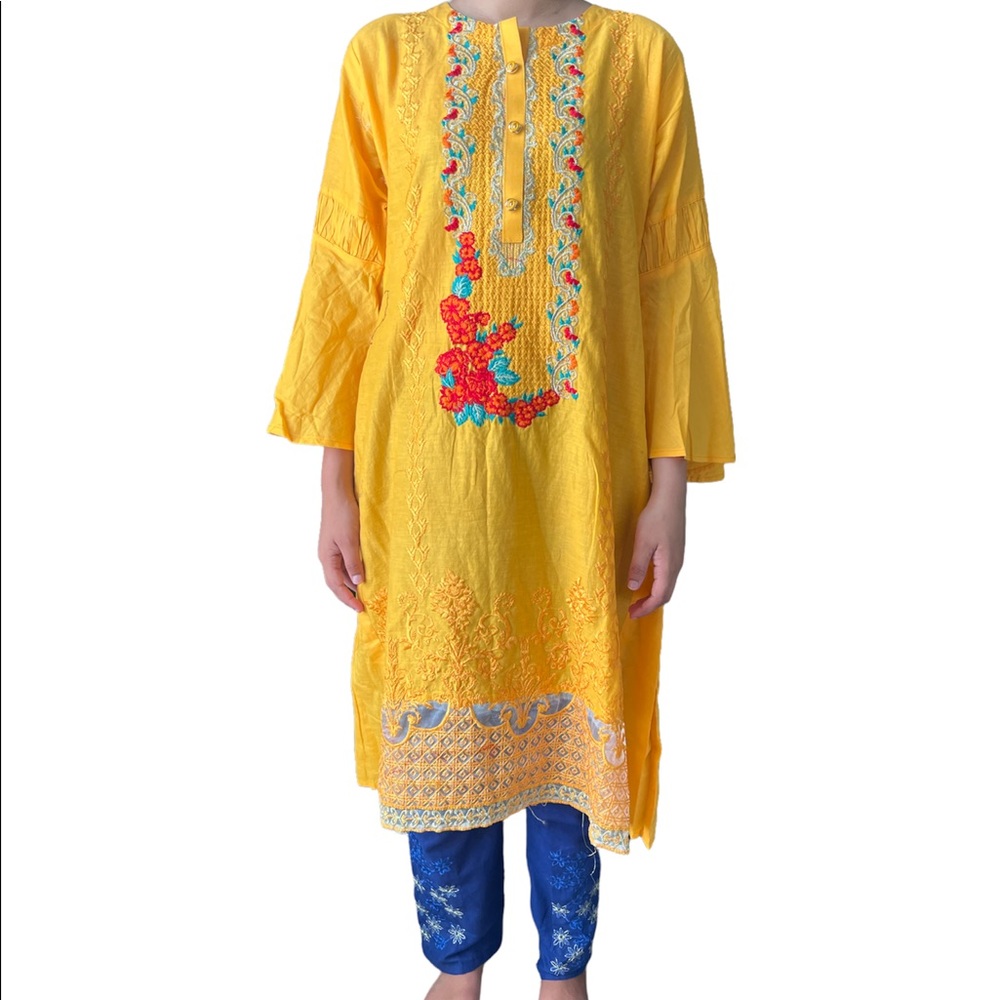 Pakistan Big Girls Yellow 2-pcs suit